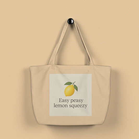 Large Organic Cotton Tote Bag - Easy Peasy