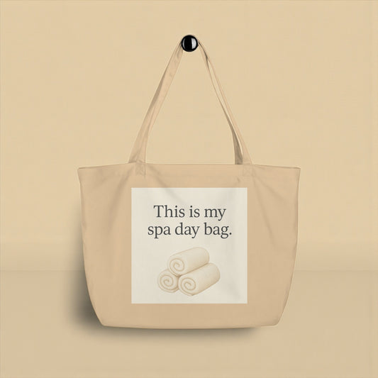 Large Soft Organic Cotton Tote Bag - Spa day
