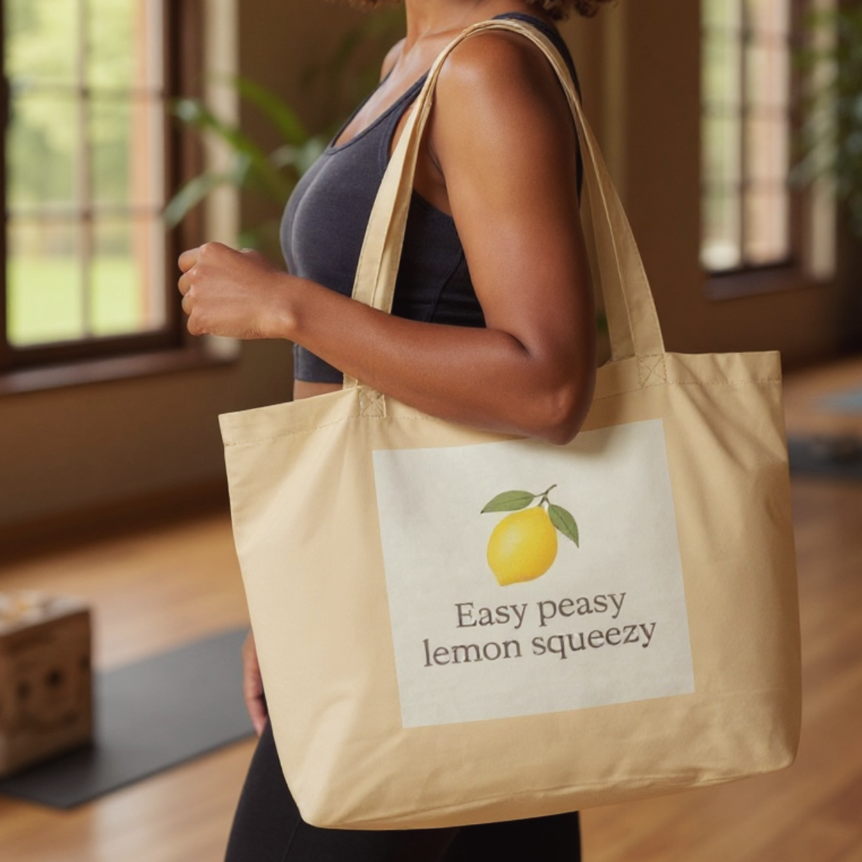 Large Organic Cotton Tote Bag - Easy Peasy